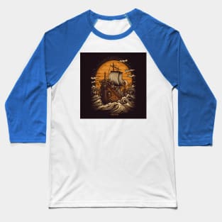 Viking Raiders on Longships Baseball T-Shirt